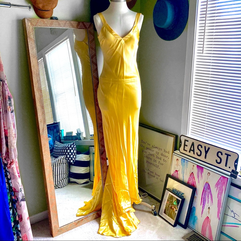 Yellow Gold Satin Formal Dress